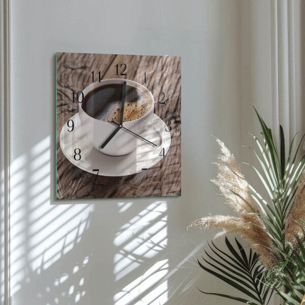 Skleněné hodiny na stěnu Káva zskc-30x30-00178952