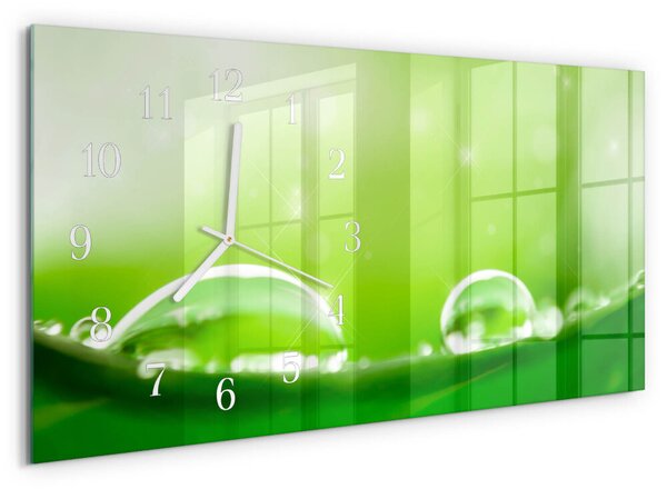Skleněné hodiny horizontální Kapky vody zsppb-60x30-00295273
