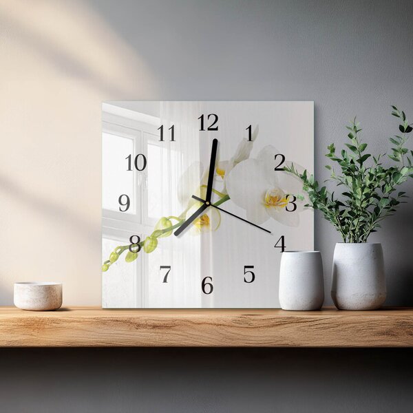 Skleněné hodiny na stěnu Orchidej zskc-30x30-00178418