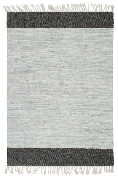 Ručně tkaný koberec Chindi kůže 160x230 cm světle šedý a černý