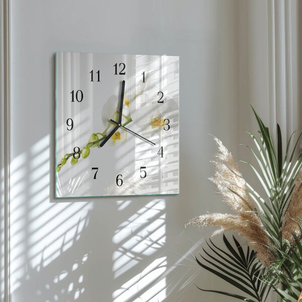Skleněné hodiny na stěnu Orchidej zskc-30x30-00178418