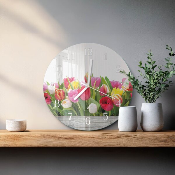 Skleněné hodiny na stěnu Tulipány zsob-fi30-00087418