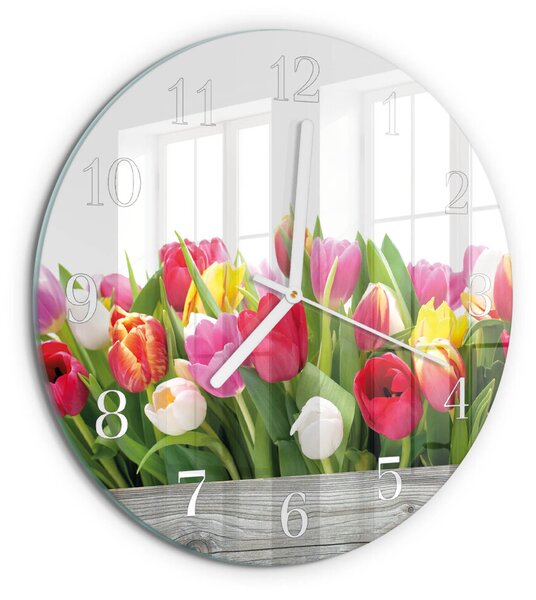 Skleněné hodiny na stěnu Tulipány zsob-fi30-00087418