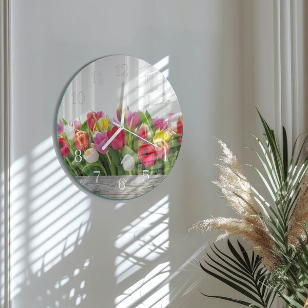 Skleněné hodiny na stěnu Tulipány zsob-fi30-00087418