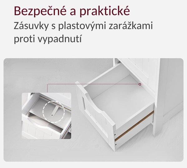 Skříňka do koupelny se 4 zásuvkami PAULA, 30 x 30 x 82 cm, bílá Vasagle
