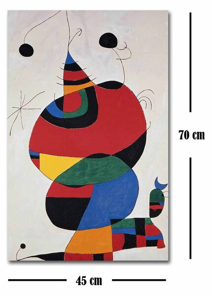 ASIR Obraz na plátně reprodukce ŽENA, PTÁK, HVĚZDA J. MIRÓ 45 cm