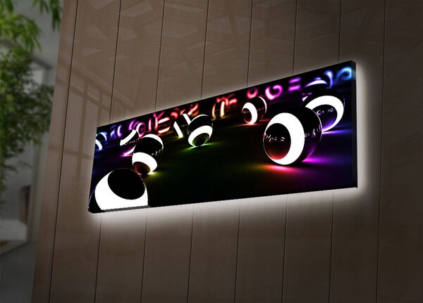 ASIR Nástěnný obraz na plátně SVÍTÍCÍ KOULE 90 cm s led osvětlením