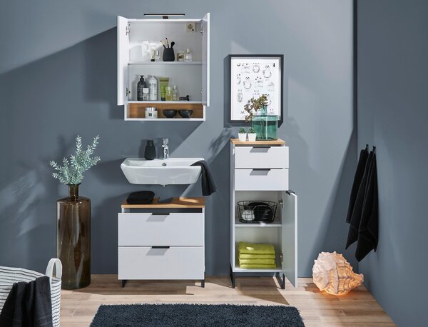MIDI SKŘÍŇKA, bílá, barvy dubu, 38/106/32 cm home24 - Koupelnové série, Online Only