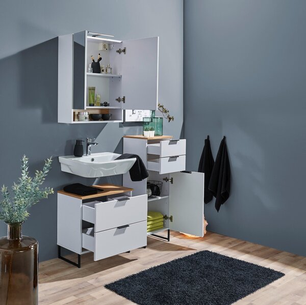 MIDI SKŘÍŇKA, bílá, barvy dubu, 38/106/32 cm home24 - Koupelnové série, Online Only