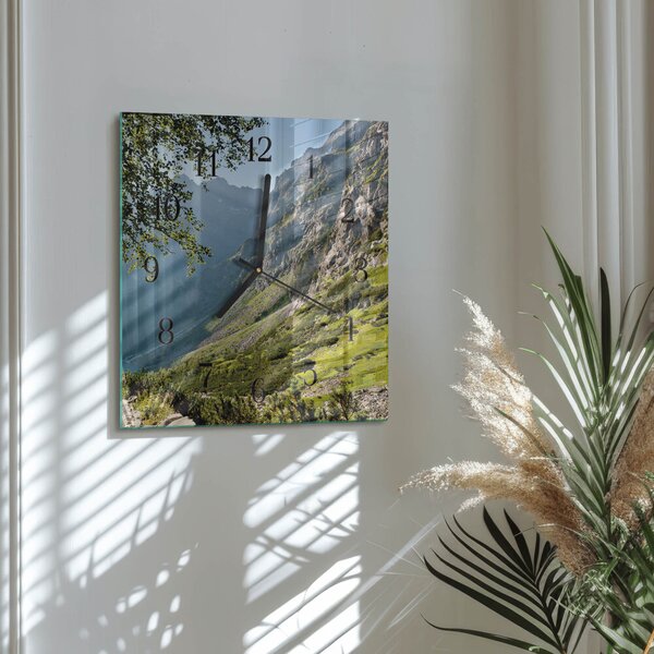 Skleněné hodiny na stěnu Hory zskc-30x30-00177067