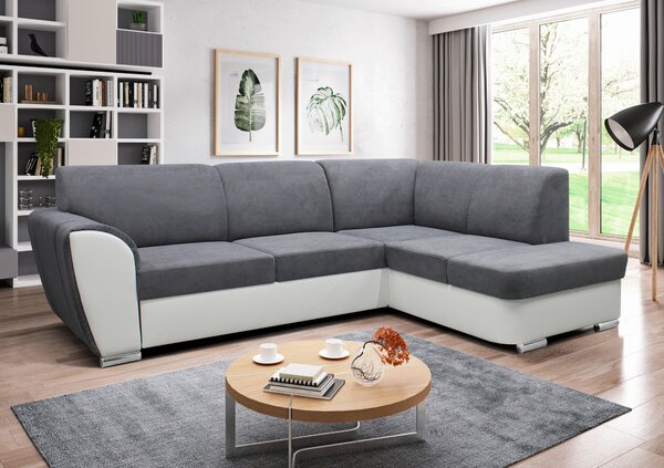 ROHOVÁ SEDAČKA, textil, šedá, bílá MID.YOU - Sedací soupravy, Online Only