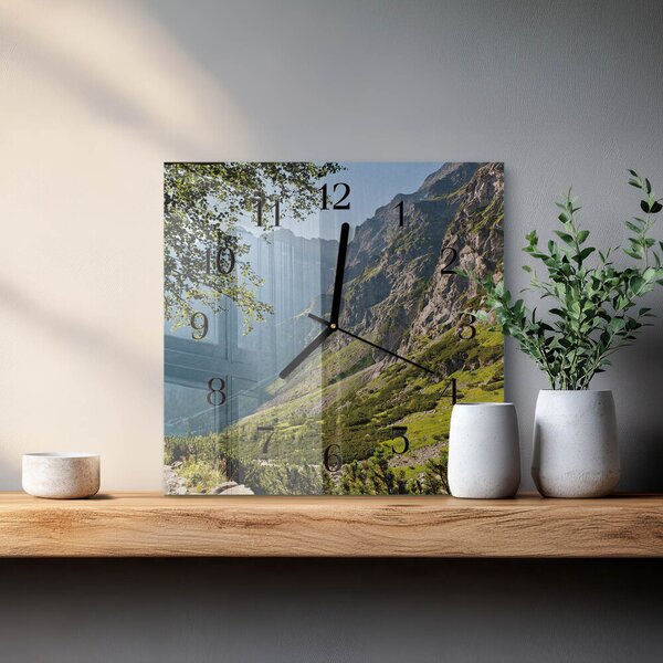 Skleněné hodiny na stěnu Hory zskc-30x30-00177067
