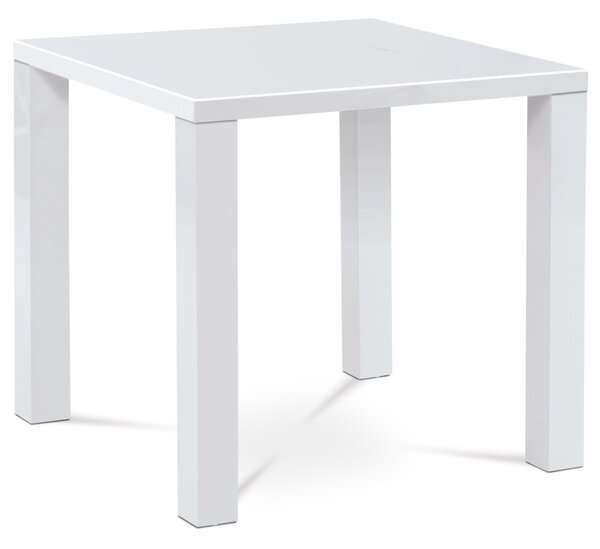 Jídelní stůl 80x80x76 cm, vysoký lesk bílý - AT-3005 WT