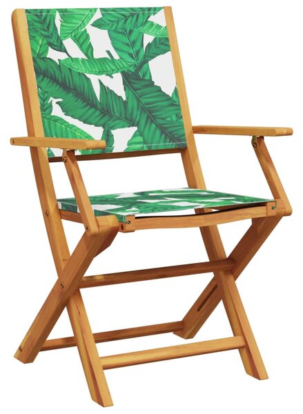3dílný bistro set vzor listů textil a masivní dřevo 3281800