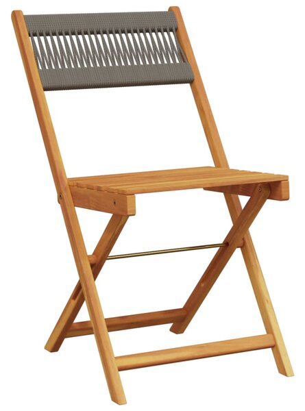 3dílný bistro set šedý polypropylen a masivní dřevo