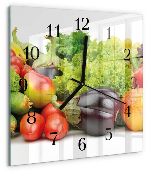 Skleněné hodiny na stěnu Zelenina zskc-30x30-00183022