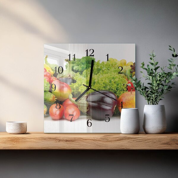 Skleněné hodiny na stěnu Zelenina zskc-30x30-00183022