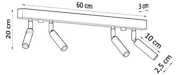 Bodové svítidlo Eyetech, 4x černé kovové stínítko, (možnost polohování)