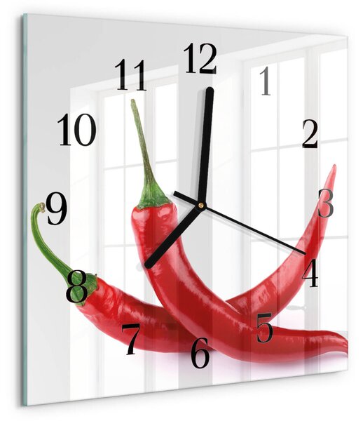Skleněné hodiny na stěnu Chilli papričky zskc-30x30-00184038