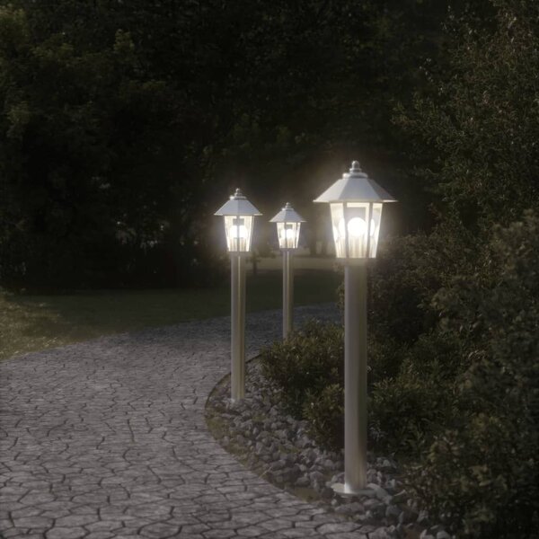 Venkovní stojací lampy 3 ks stříbrné 80 cm nerezová ocel