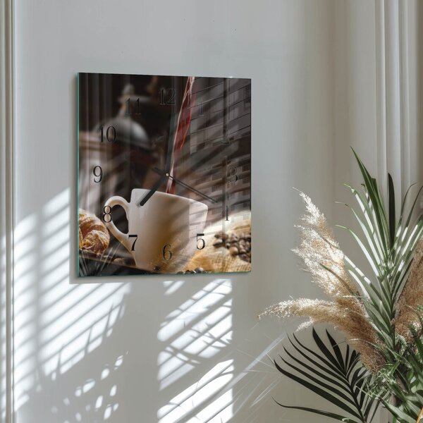 Skleněné hodiny na stěnu Káva zskc-30x30-00179864