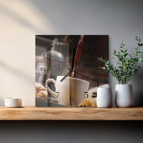Skleněné hodiny na stěnu Káva zskc-30x30-00179864