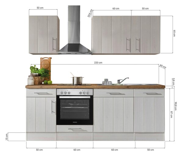 KUCHYŇSKÝ BLOK BEZ SPOTŘEBIČŮ 220 cm Respekta - Online Only kuchyňské linky, Online Only