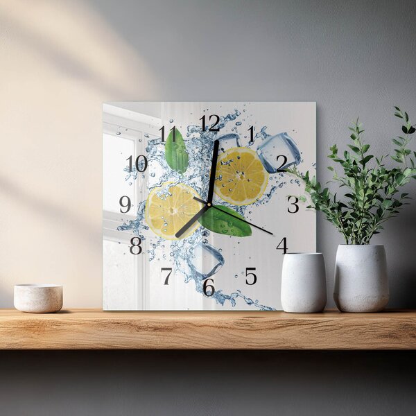 Skleněné hodiny na stěnu Citronová zskc-30x30-00183543