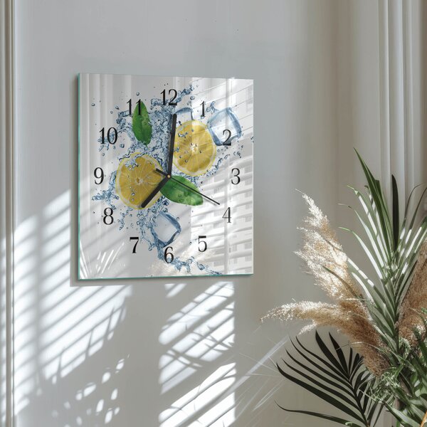 Skleněné hodiny na stěnu Citronová zskc-30x30-00183543