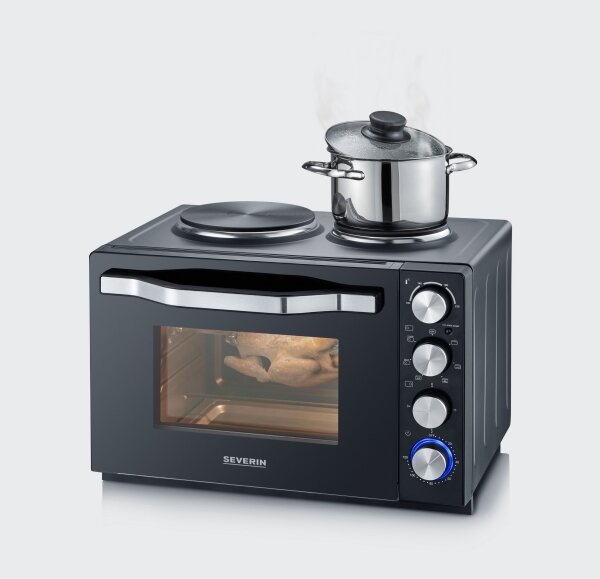 Severin TO 2074 - Horkovzd. trouba s grilem a s plotýnkami 2500W/230V 30 l černá