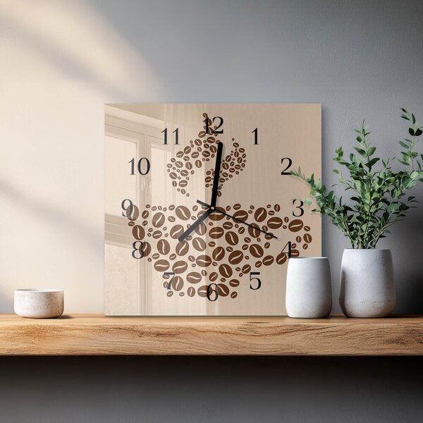 Skleněné hodiny na stěnu Káva zskc-30x30-00177793