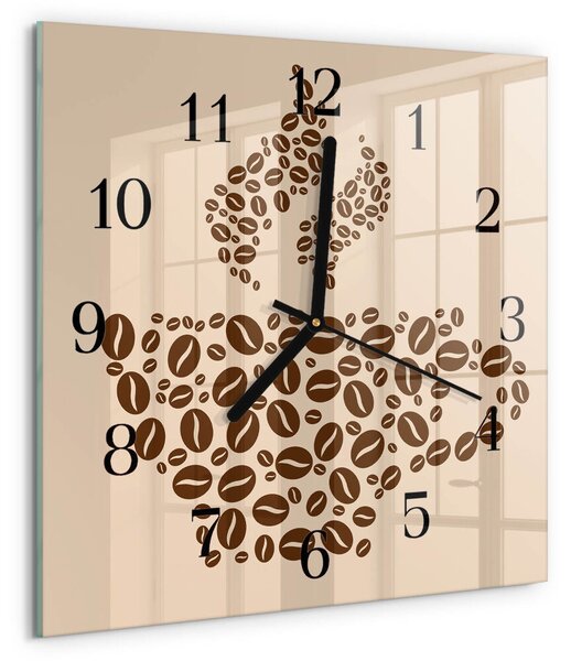 Skleněné hodiny na stěnu Káva zskc-30x30-00177793