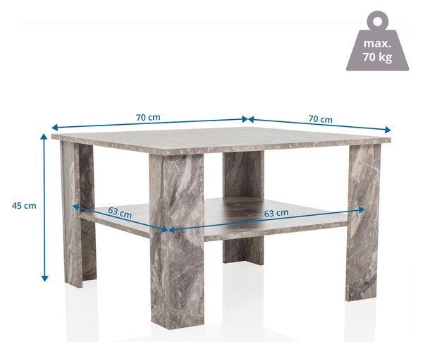 KONFERENČNÍ STOLEK, šedá, kompozitní dřevo, 70/70/45 cm MID.YOU - Konferenční stolky, Online Only
