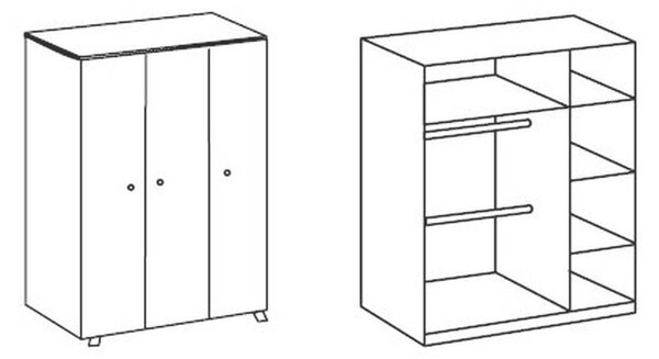 ŠATNÍ SKŘÍŇ, barvy dubu, bílá, 125/202/55 cm Modern Living, Online Only