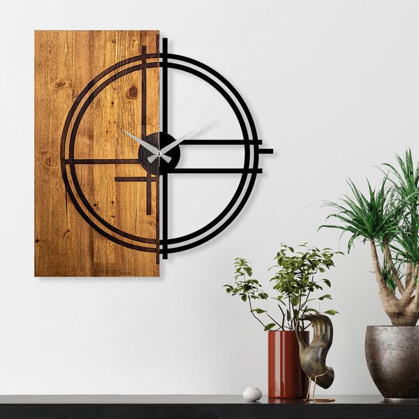 Wallity Nástěnné kovové hodiny LINIE 56 cm dřevo - Doprodej