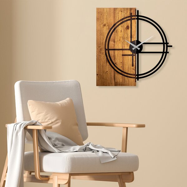Wallity Nástěnné kovové hodiny LINIE 56 cm dřevo - Doprodej