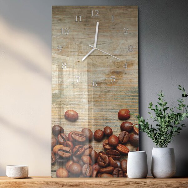 Skleněné hodiny vertikální Kávová zrna Dřevo zsppb-30x60-00057632