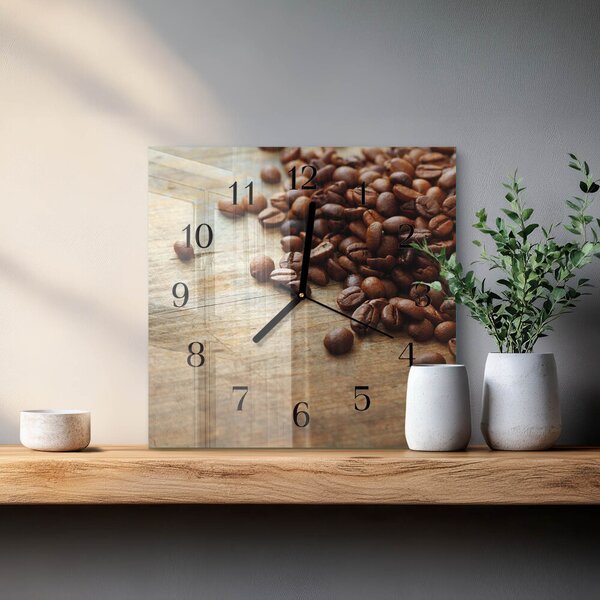 Skleněné hodiny na stěnu Kávová zrna zskc-30x30-00182579