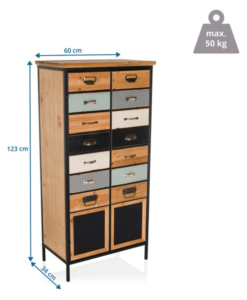 KOMODA, vícebarevná, přírodní barvy, 60/34/123 cm MID.YOU - Široké komody, Online Only
