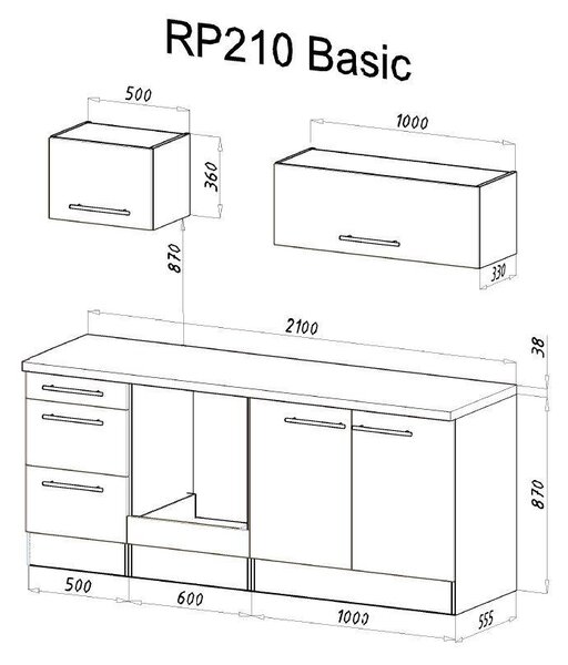 KUCHYŇSKÝ BLOK 210 cm Respekta - Online Only kuchyňské linky, Online Only