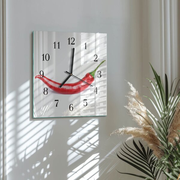 Skleněné hodiny na stěnu Chilli paprička zskc-30x30-00183822