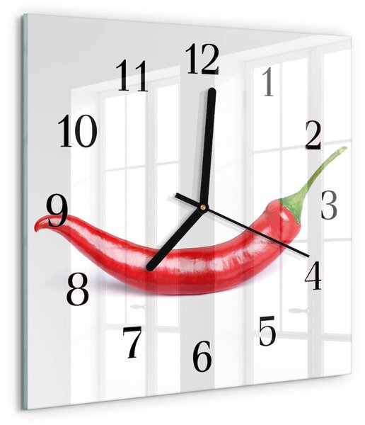 Skleněné hodiny na stěnu Chilli paprička zskc-30x30-00183822