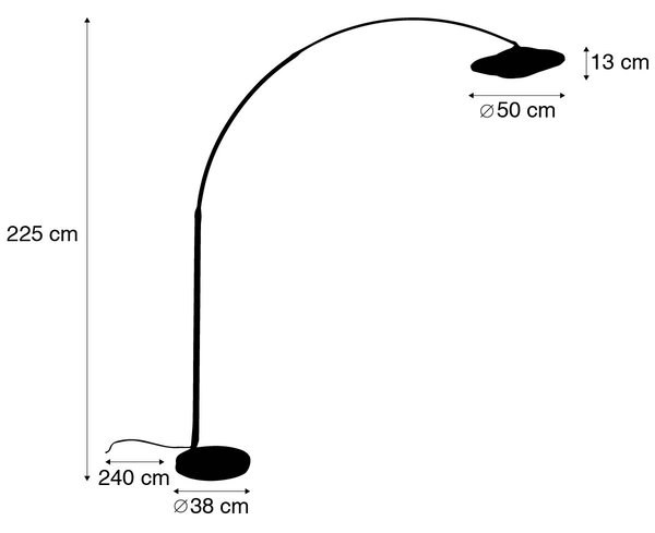 Moderní oblouková lampa černá s orientálním stínítkem a bambusovou konstrukcí 50 cm - XXL Rina