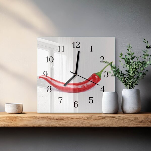 Skleněné hodiny na stěnu Chilli paprička zskc-30x30-00183822