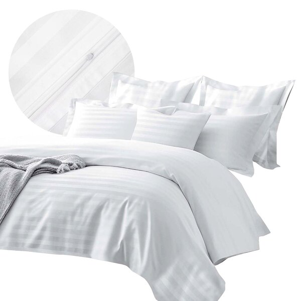 BAMBUSOVÉ LOŽNÍ POVLEČENÍ STRIPE WHITE 160X200 CM, 2 KS 70X80 CM, 4 KS 40X40 CM BÍLÁ