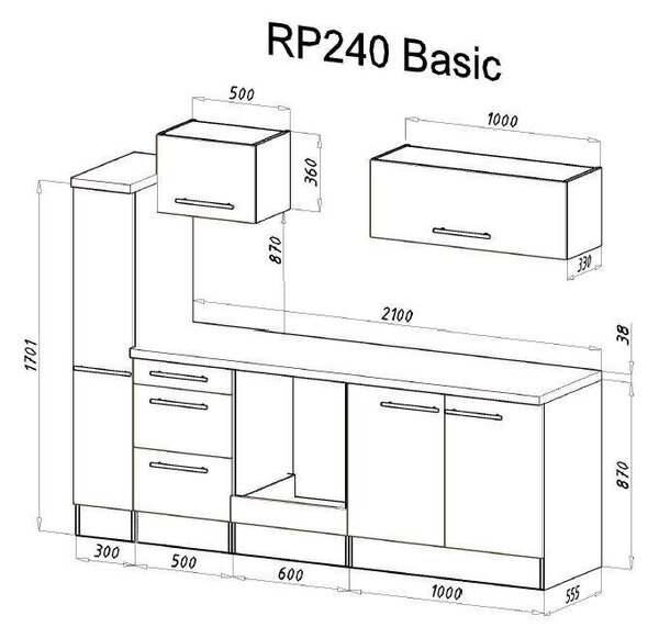 KUCHYŇSKÝ BLOK 240 cm Respekta - Online Only kuchyňské linky, Online Only