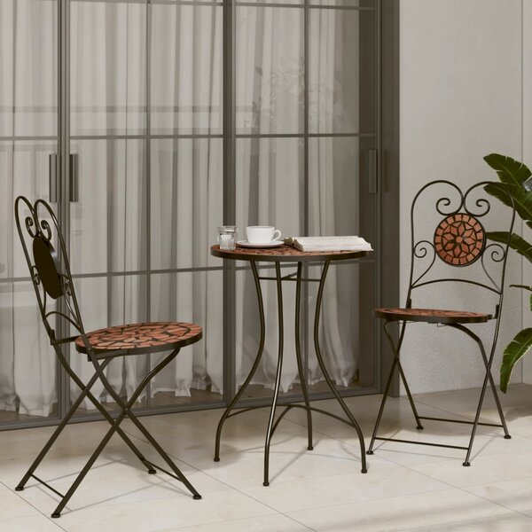 Mozaikový bistro set terakotový železo a keramika