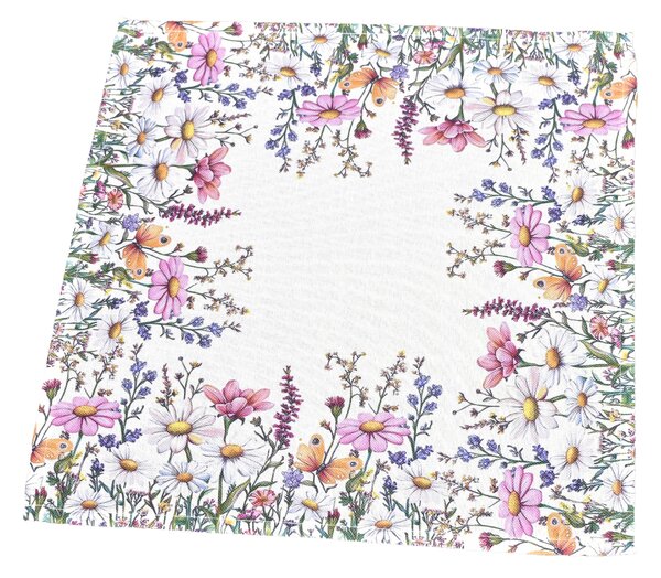 Tegatex Polyesterový ubrus- luční květy s motýly Velikost: 85*85 cm