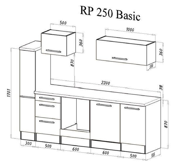 KUCHYŇSKÝ BLOK 250 cm Respekta - Online Only kuchyňské linky, Online Only