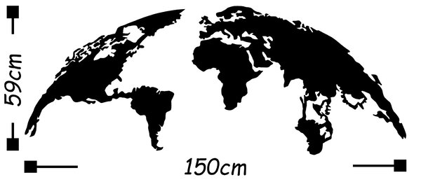 ASIR Nástěnná dekorace SVĚT kov černá 150 cm